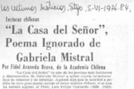 La casa del señor" poema ignorado de Gabriela Mistral