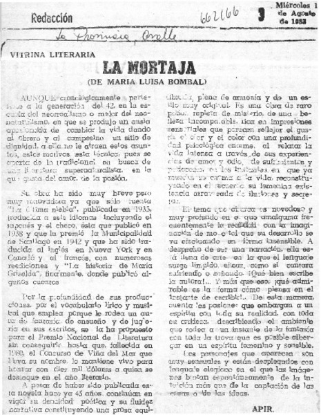 La mortaja  [artículo] Apir.