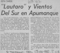 Lautaro y vientos del sur en Apumanque.  [artículo]