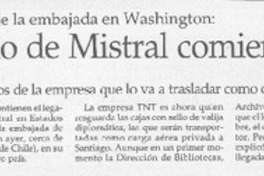 Legado de Mistral comienza retorno a Chile