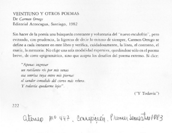 Veintiuno y otros poemas