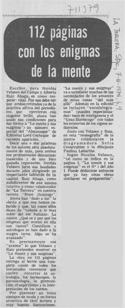 112 páginas con los enigmas de la mente.