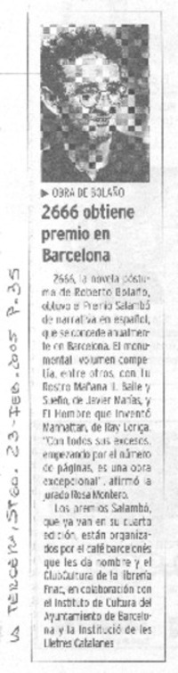 2666 obtiene premio en España