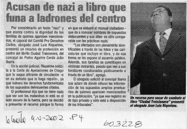 Acusan de nazi a libro que funa a ladrones del centro  [artículo]