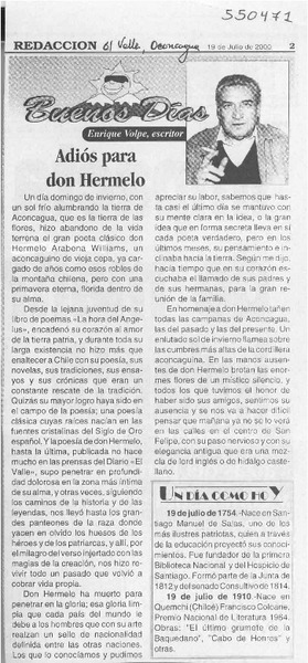 Adiós para don Hermelo  [artículo] Enrique Volpe