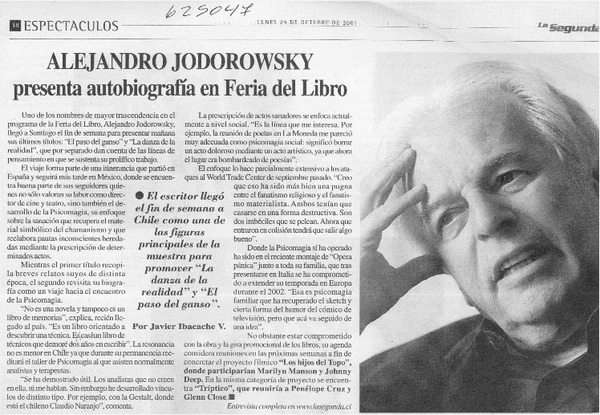Alejandro Jodorowsky presenta autobiografía en Feria del Libro