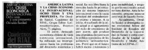 América Latina y la crisis económica internacional : ocho tesis y una propuesta