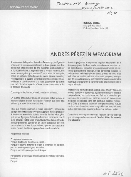 Andrés Pérez in memoriam