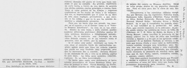 Antología del cuento hispano americano