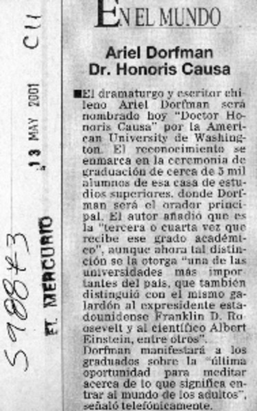 Ariel Dorfman Dr. Honoris Causa  [artículo]