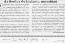 Artículos de incierta necesidad  [artículo] Ramón Riquelme