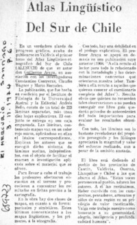 Atlas lingüístico del sur de Chile.  [artículo]