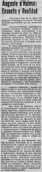 Augusto D'Halmar: ensueño y realidad.