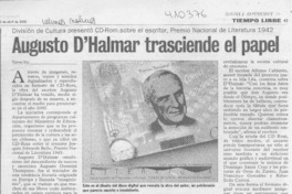 Augusto D'Halmar trasciende el papel  [artículo] Tomás Vio