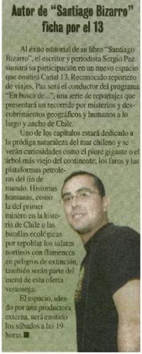 Autor de "Santiago Bizarro" ficha por el 13.