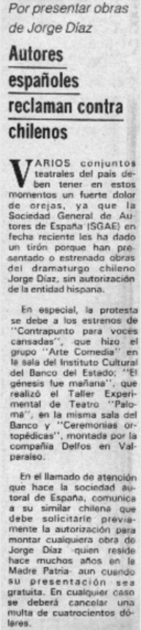 Autores españoles reclaman contra chilenos.