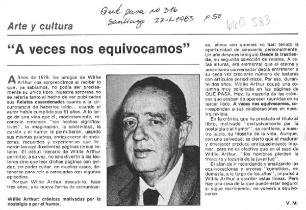 A veces nos equivocamos  [artículo] V. M.