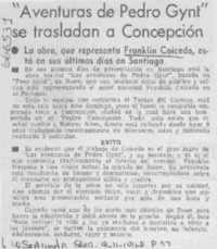 Aventuras de Pedro Gynt" se trasladan a Concepción.