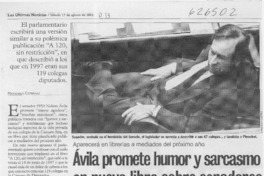 Ávila promete humor y sarcasmo en nuevo libro sobre senadores  [artículo] Marianela Cisternas