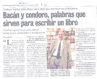 Bacán y condoro, palabras que sirven para escribir un libro.