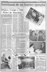 Bélgica, Congo y San Pedro de Atacama.