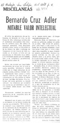 Bernardo Cruz Adler notable valor intelectual