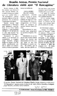 Braulio Arenas, Premio Nacional de Literatura visitó ayer "El Rancagüino".