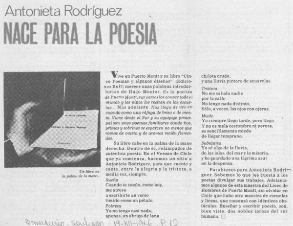 Antonieta Rodríguez nace para la poesía.