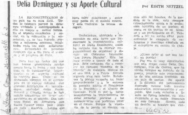 Delia Domínguez y su aporte cultural