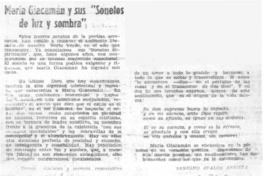 María Giacamán y sus "Sonetos de luz y sombra"