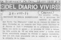 Mensaje de Delia Domínguez.