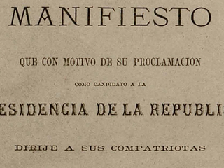Manifiesto que Benjam�n Vicu�a Mackenna entreg� a sus electores como candidato a la presidencia de la Rep�blica.