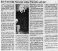 Breve reseña históroca sobre Valentín Letelier