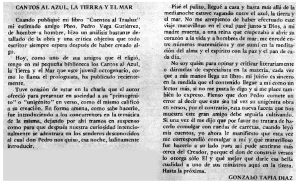 Cantos al azul, la tierra y el mar