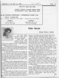 Pablo Neruda  [artículo] Marcela Albornoz Dachelet.