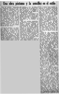 Una obra póstuma y la sencillez en el estilo