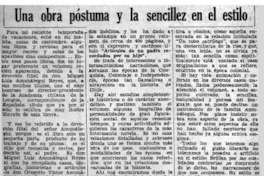 Una obra póstuma y la sencillez en el estilo