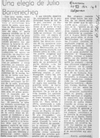 Una elegía de Julio Barrenechea.  [artículo] Raúl Andrade.