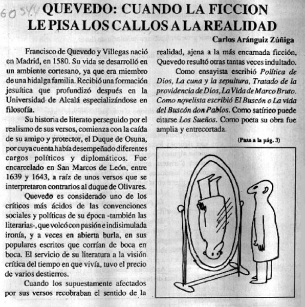 Quevedo, cuando la ficción le pisa los callos a la realidad  [artículo] Carlos Aránguiz Zuñiga.