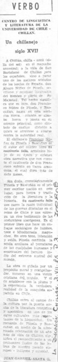 Un chillanejo del siglo XVII