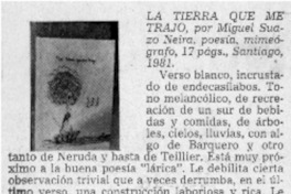La tierra que me trajo