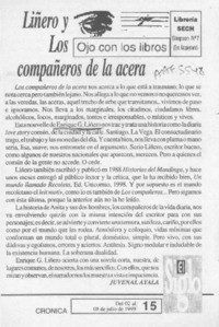 Liñero y los compañeros de la acera  [artículo] Juvenal Ayala.