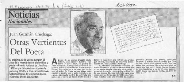 Otras vertientes del poeta  [artículo] B. B.