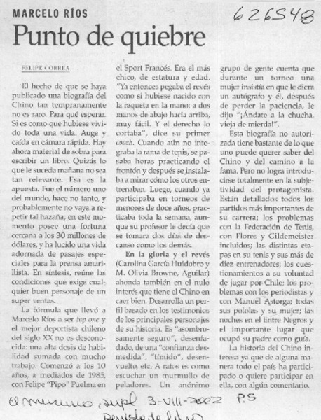 Punto de quiebre  [artículo] Felipe Correa