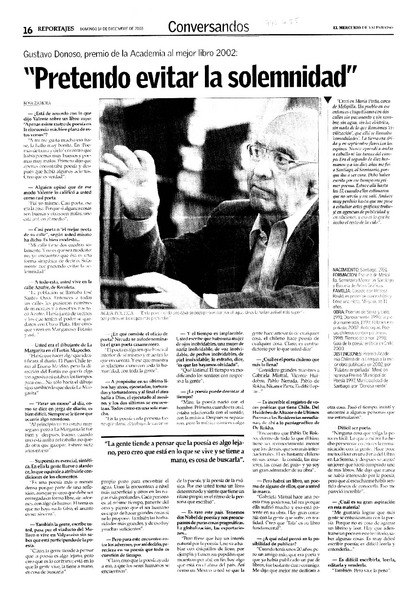 "Pretendo evitar la solemnidad" : [entrevistas]