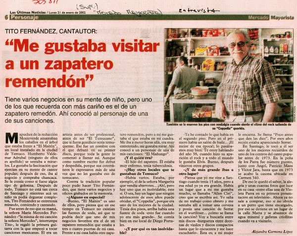 "Me gustaba visitar a un zapatero remendón" : [entrevista]