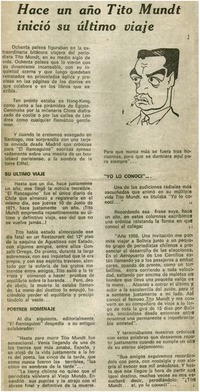 Hace un año Tito Mundt inició su último viaje