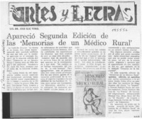Apareció segunda edición de las "Memorias de un médico rural"  [artículo] H. A. B.