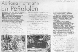 Adriana Hoffmann en Peñalolén  [artículo] Miguel Laborde.