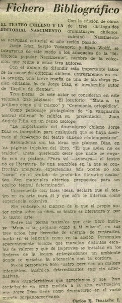 El teatro chileno y la editorial nascimento